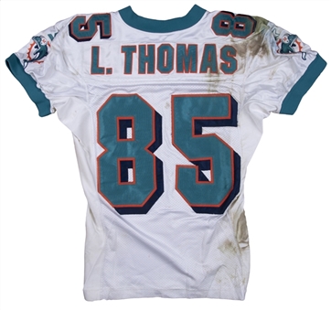 1997 Lamar Thomas Game Used Miami Dolphins White Jersey (MeiGray)